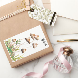 Sticker Rectangulaire Aquarelle Brown de champignons forestiers