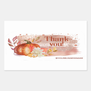 Sticker Rectangulaire Aquarelle Citrouilles Thanksgiving