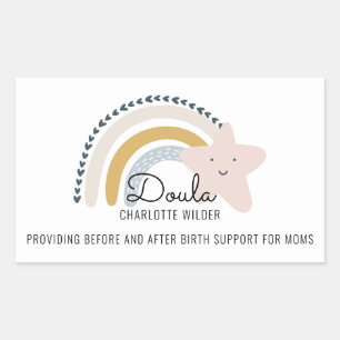 Sticker Rectangulaire Aquarelle Cute Doula Midwoman Arc-en-ciel