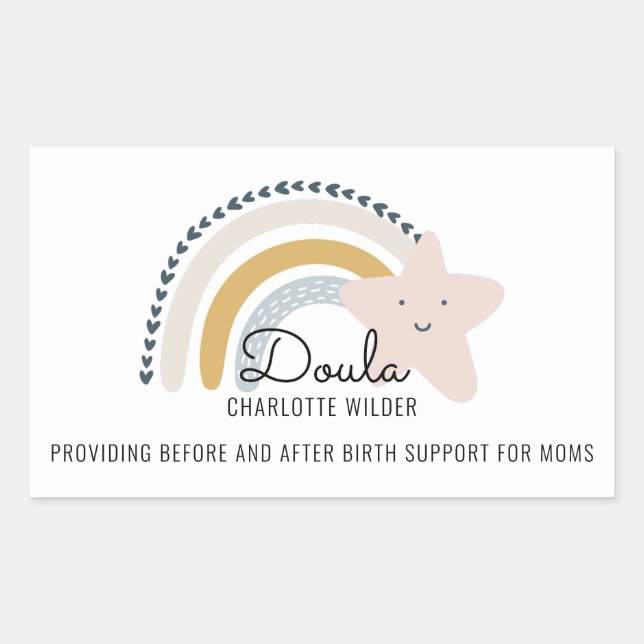 Sticker Rectangulaire Aquarelle Cute Doula Midwoman Arc-en-ciel (Devant)