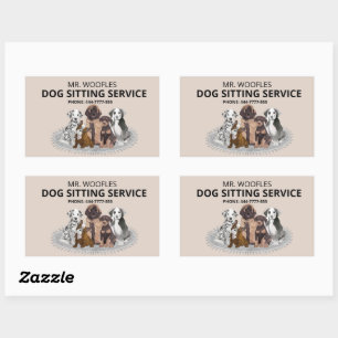 Sticker Rectangulaire Aquarelle de chien pour animal de compagnie assise