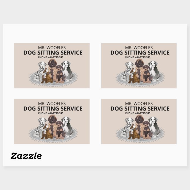 Sticker Rectangulaire Aquarelle de chien pour animal de compagnie assise (Feuille)