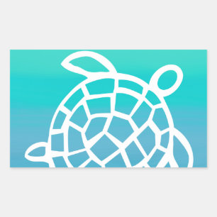 Sticker Rectangulaire Aquarelle de la tortue de mer Océan