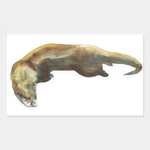 Sticker Rectangulaire Aquarelle d'or sur papier