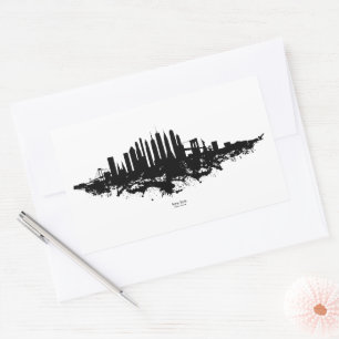 Sticker Rectangulaire Aquarelle New York Skyline noir et blanc