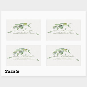 Sticker Rectangulaire Aquarelle toscane élégante Branche Feuille d'olivi