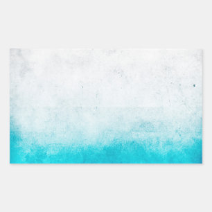 Sticker Rectangulaire Aquarelle turquoise et blanche
