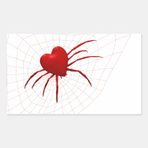 Sticker Rectangulaire Araignée des Coeurs rouges