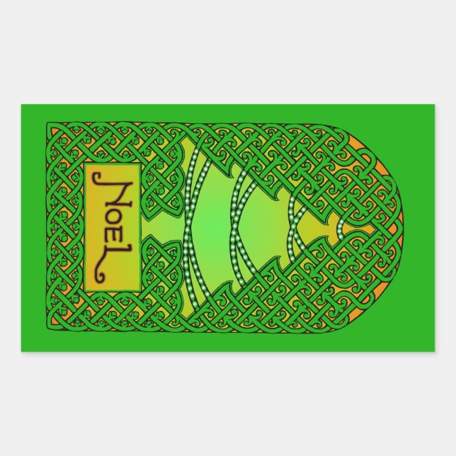 Sticker Rectangulaire Arbre de Noël celtique - Vert (Devant)