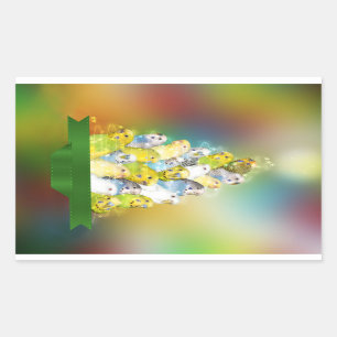 Sticker Rectangulaire Arbre de Noël de perruche