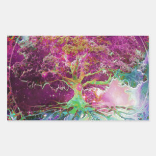 Sticker Rectangulaire Arbre de vie de couleur arc-en-ciel