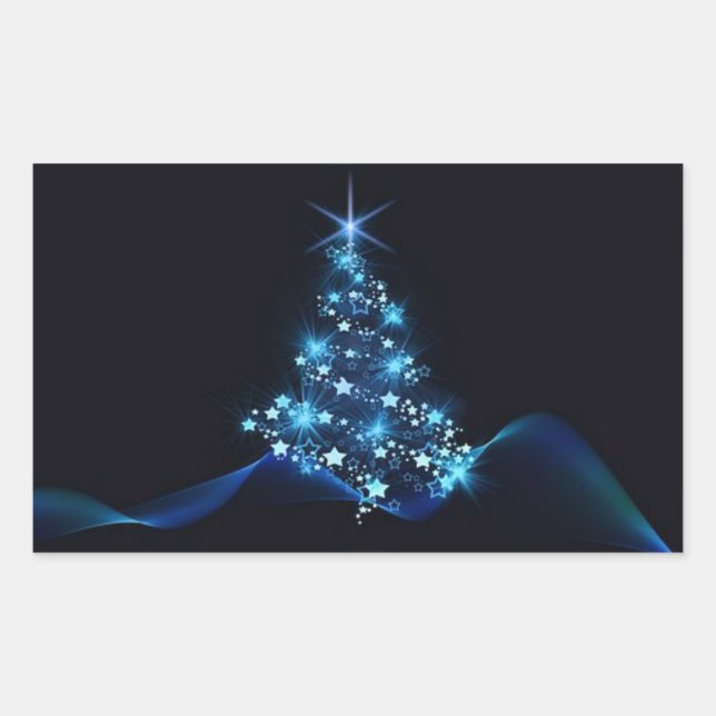 STICKER RECTANGULAIRE **ARBRE ÉLÉGANT ET BLEU POUR** NOËL (Devant)