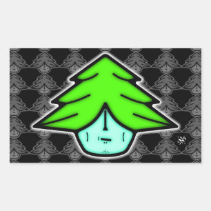 Sticker Rectangulaire Arbre guerrier (dessin animé comme visage) v2.1 re