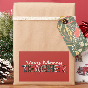 Sticker Rectangulaire Arbre léopard de professeur très joyeux Noël
