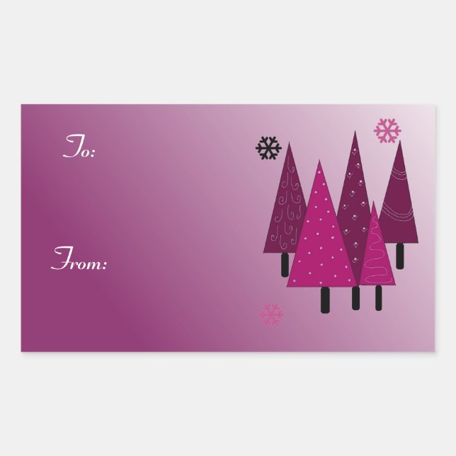 Sticker Rectangulaire Arbres de Noël lunaires (Devant)