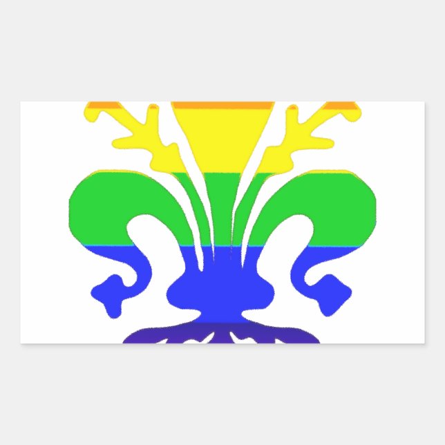Sticker Rectangulaire Arc-en-ciel stylisé Fleur de Lis (Devant)