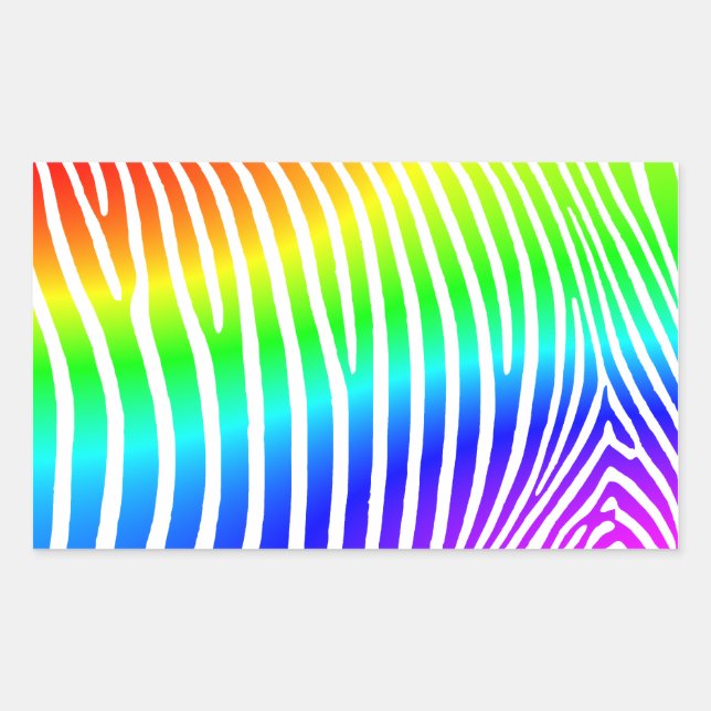 Sticker Rectangulaire Arc-en-ciel Zebra Stripes (Devant)