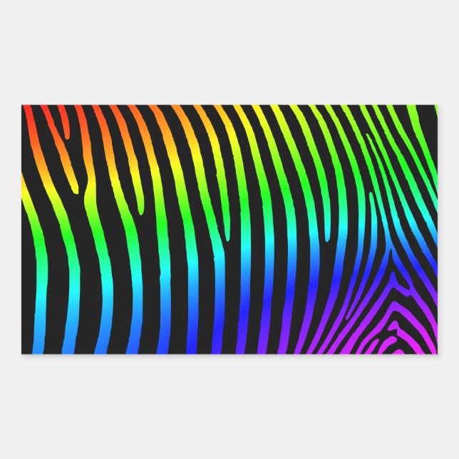 Sticker Rectangulaire Arc-en-ciel Zebra Stripes (Devant)