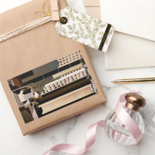 Sticker Rectangulaire Architecture vintage, gratte-ciel de Sheeler, 1922