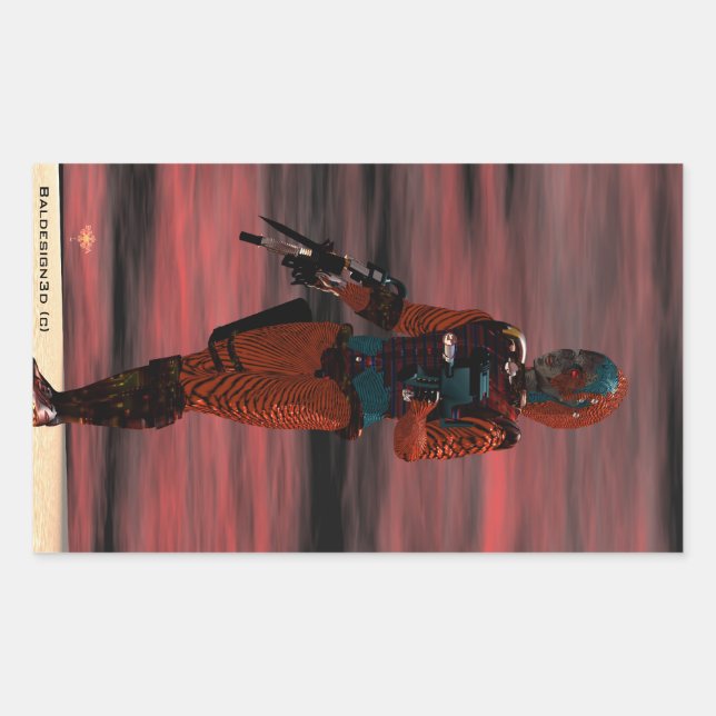 Sticker Rectangulaire ARES CYBORG Red Sunset Science Fiction, Sci-Fi (Devant)