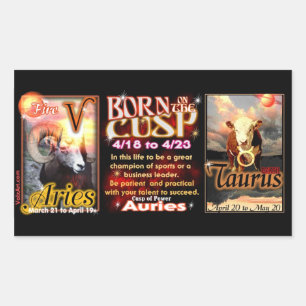 Sticker Rectangulaire Aries Taurus zodiac Cusp par valxart
