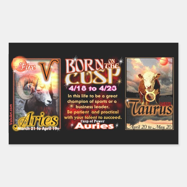 Sticker Rectangulaire Aries Taurus zodiac Cusp par valxart (Devant)