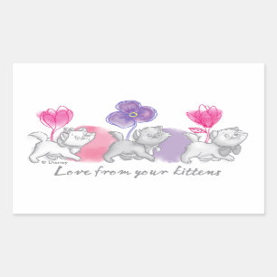 Sticker Rectangulaire Aristocats   L'amour de vos chatons