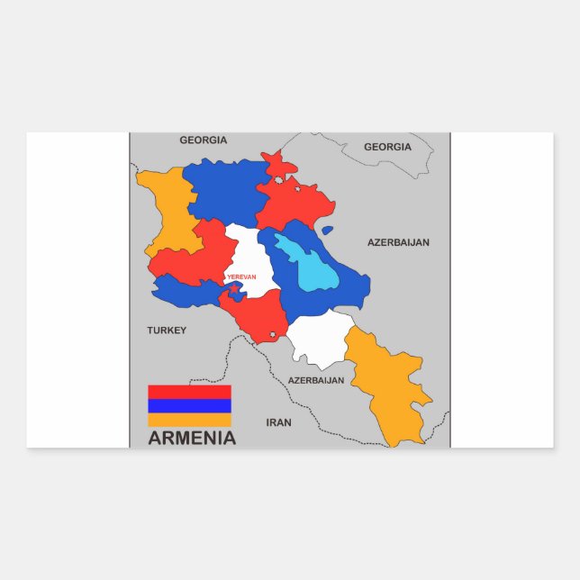 Sticker Rectangulaire arménie pays carte politique drapeau (Devant)