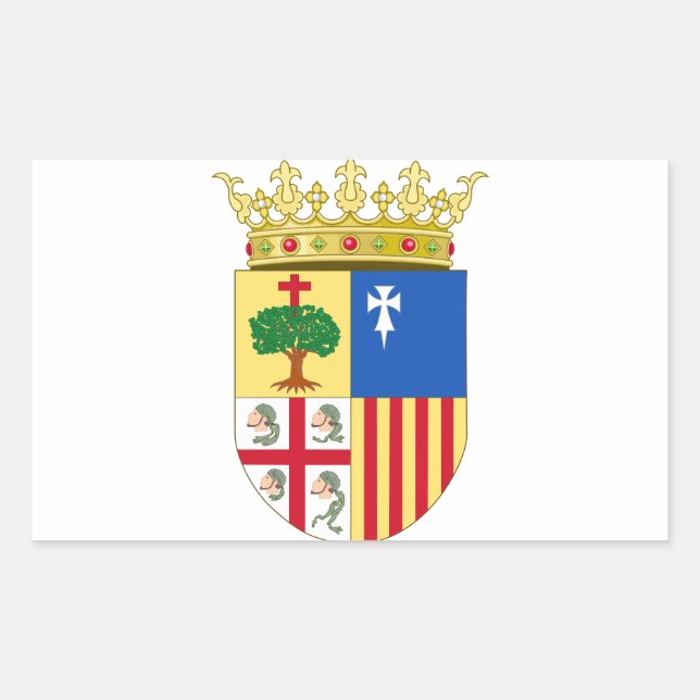 Sticker Rectangulaire Armoiries d'Aragon (Espagne) (Devant)