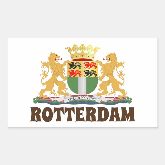 Sticker Rectangulaire Armoiries de Rotterdam, Pays-Bas (Devant)