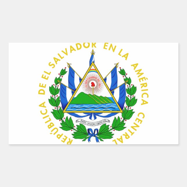 Sticker Rectangulaire Armoiries d'El Salvador (Devant)
