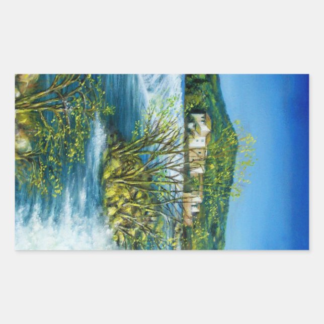Sticker Rectangulaire ARNO RIVER À ROVEZZANO Florence Paysage toscan (Devant)