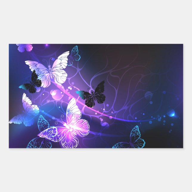 Sticker Rectangulaire Arrière - plan avec papillons de nuit (Devant)
