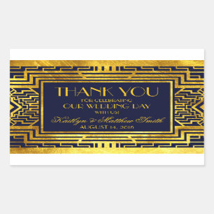 Sticker Rectangulaire Art Déco Marine Or géométrique Moderne