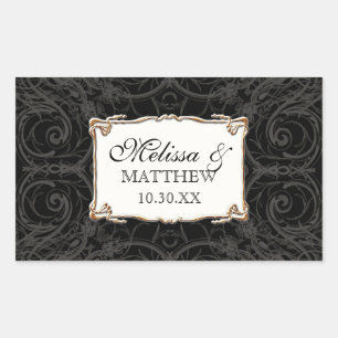 Sticker Rectangulaire Art Déco Nouveau dentelle en or look personnalisé