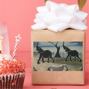 Sticker Rectangulaire Art Eléphant Africain