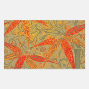 Sticker Rectangulaire Art en bambou terrestre Vintage Imprimer orange