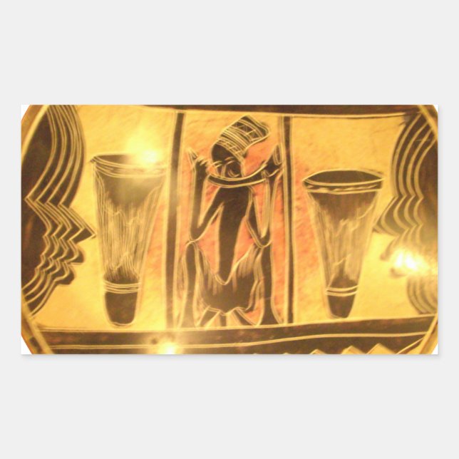 Sticker Rectangulaire Art Ethnique Africain d'or Imprimer (Devant)