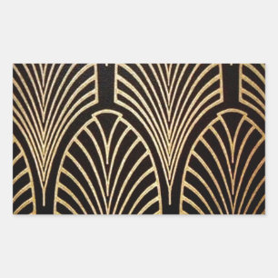 Sticker Rectangulaire Art nouveau, art déco, ventilateur motif, bronze, 