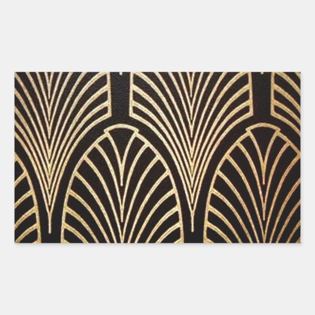 Sticker Rectangulaire Art nouveau, art déco, ventilateur motif, bronze,  (Devant)