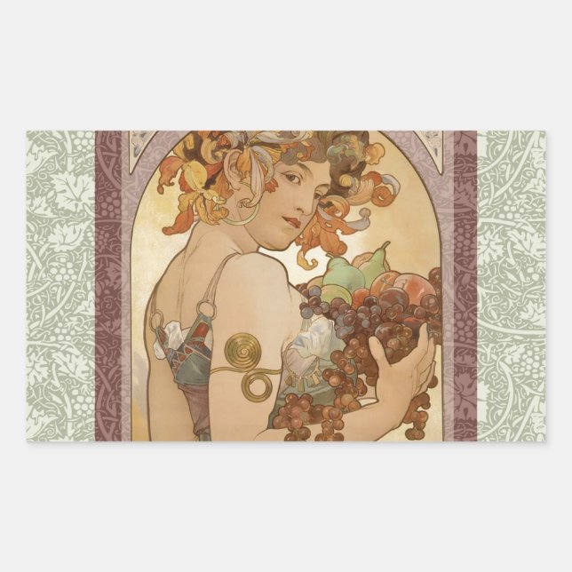 Sticker Rectangulaire Art Nouveau Femme Mucha Belle (Devant)