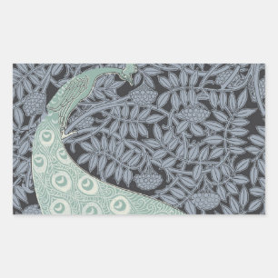 Sticker Rectangulaire Art Nouveau Peacock Classic Vintage Bird
