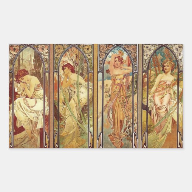 Sticker Rectangulaire Art Nouveau Temps du jour (Devant)