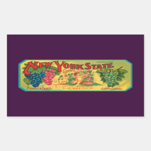 Sticker Rectangulaire Art vintage Crate de raisins New York