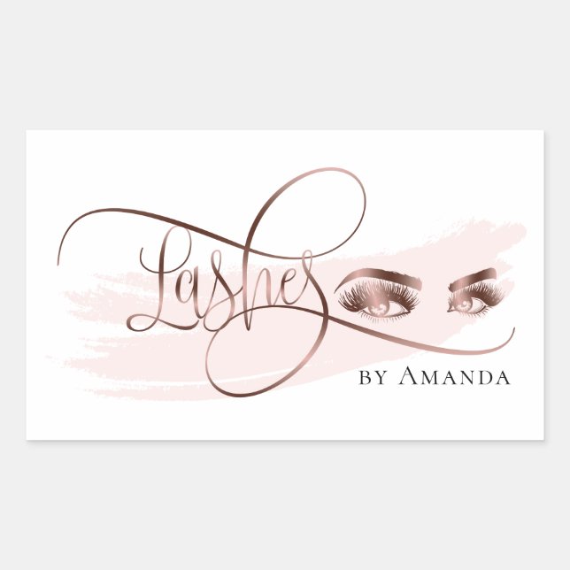 Sticker Rectangulaire Artiste maquillage Eyelashes Rose Gold Beauté Salo (Devant)