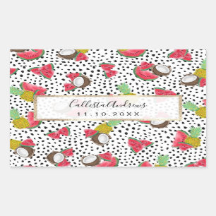 Sticker Rectangulaire Artsy Tropical Fruit Pois Motif aquarelle