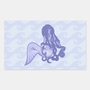 Sticker Rectangulaire Assis Mermaid bleu