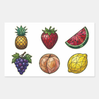 Sticker Rectangulaire Assortiment de fruits en verre coloré