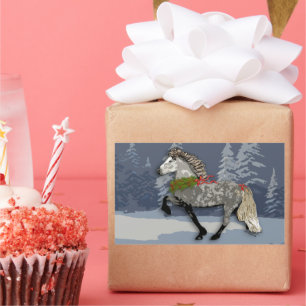 Sticker Rectangulaire Astrid Cheval Islandais pour les Fêtes