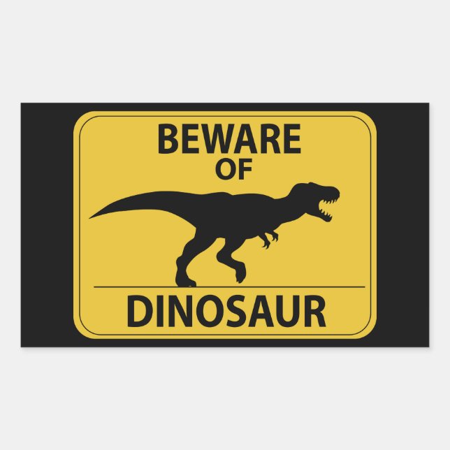 Sticker Rectangulaire Attention aux dinosaures (Devant)